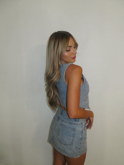 Pit Stop denim mini vest