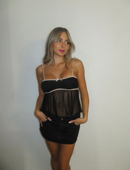 Mesh babydoll tank