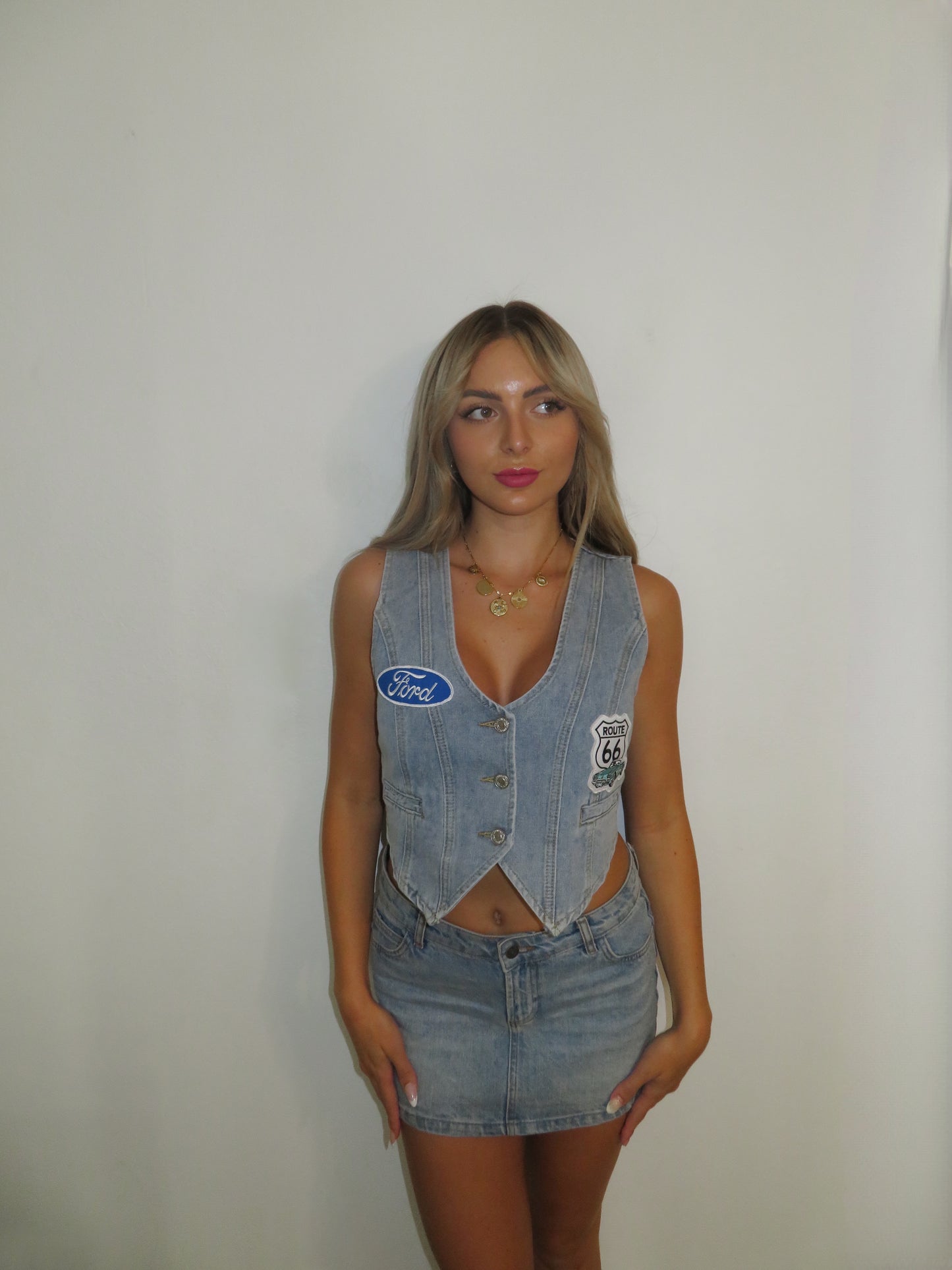 Pit Stop denim mini vest