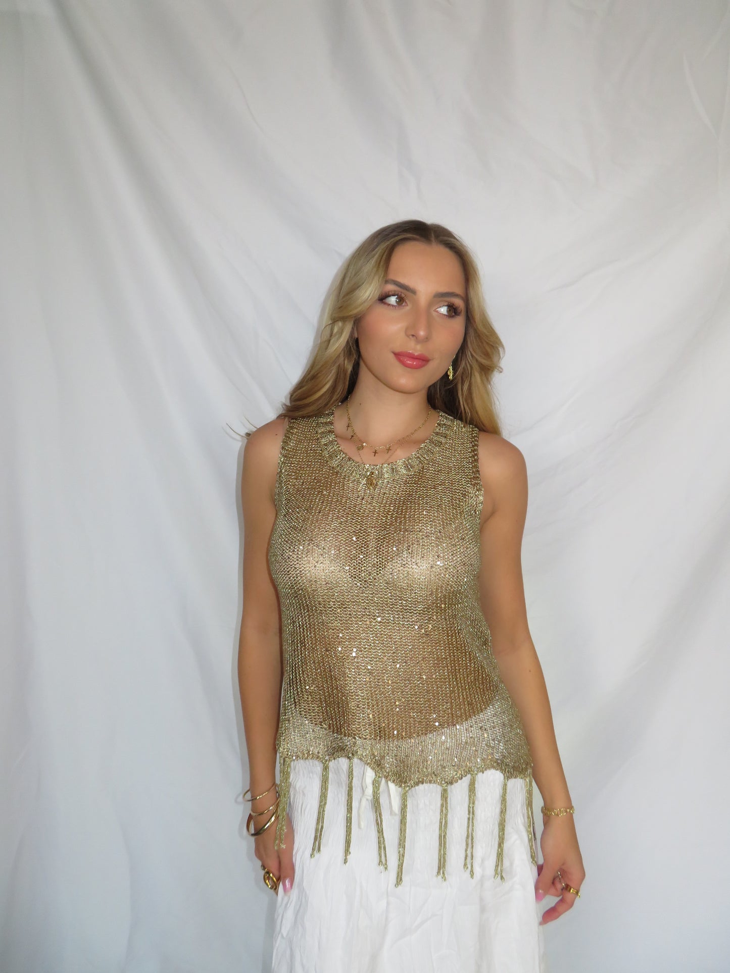 Gold Fringe Cami