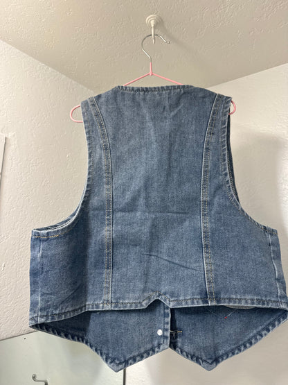 American Made denim mini vest
