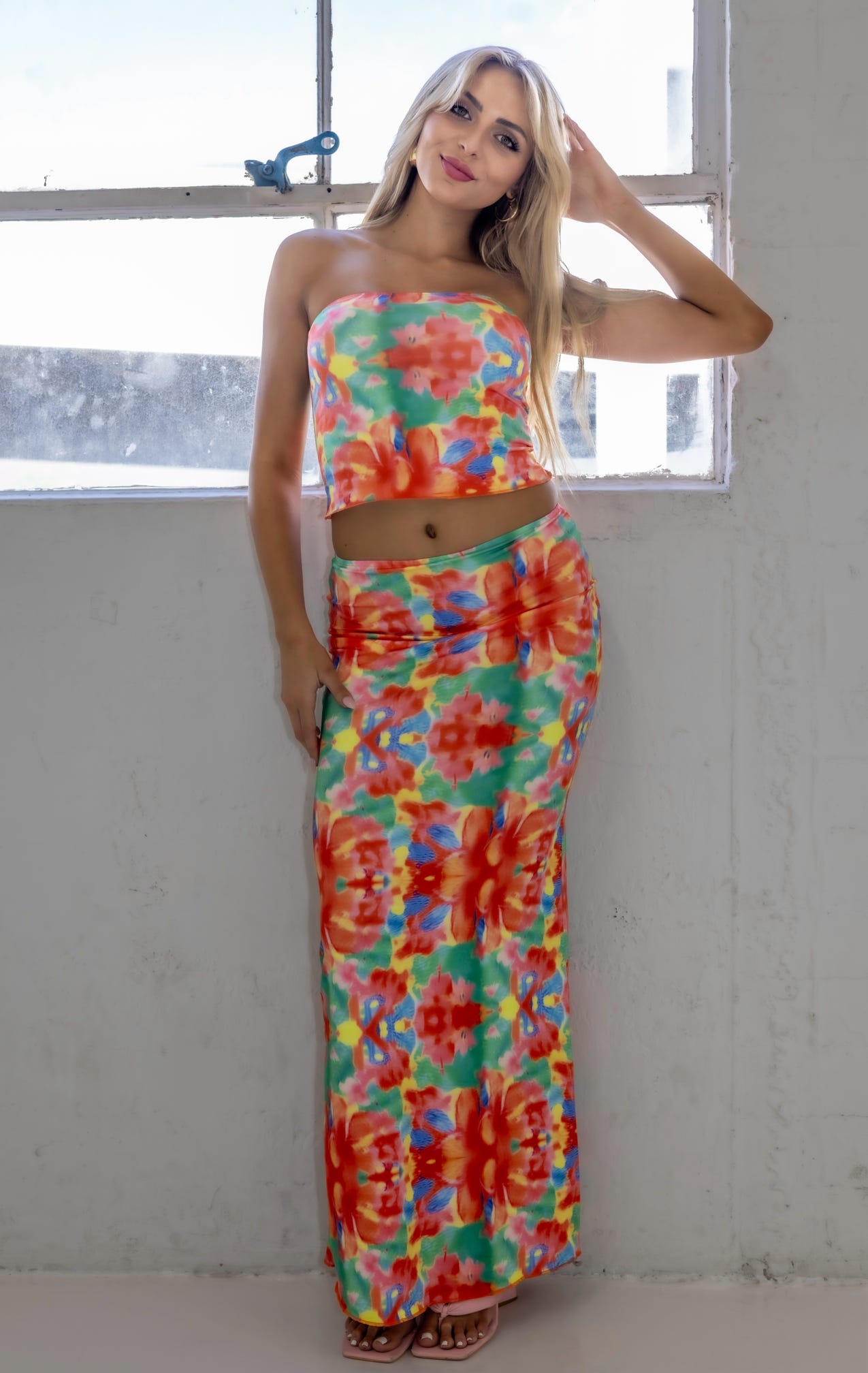 Colorburst maxi skirt set