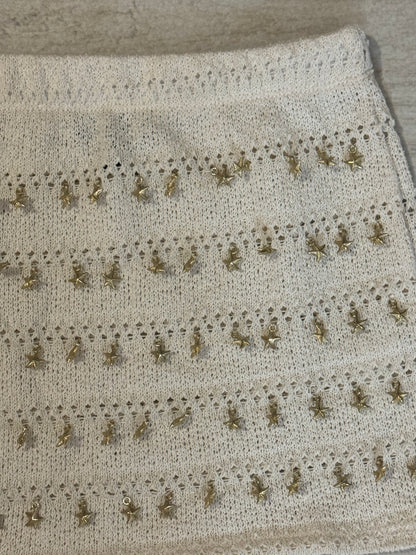 Cream Studded Micro Mini Skirt
