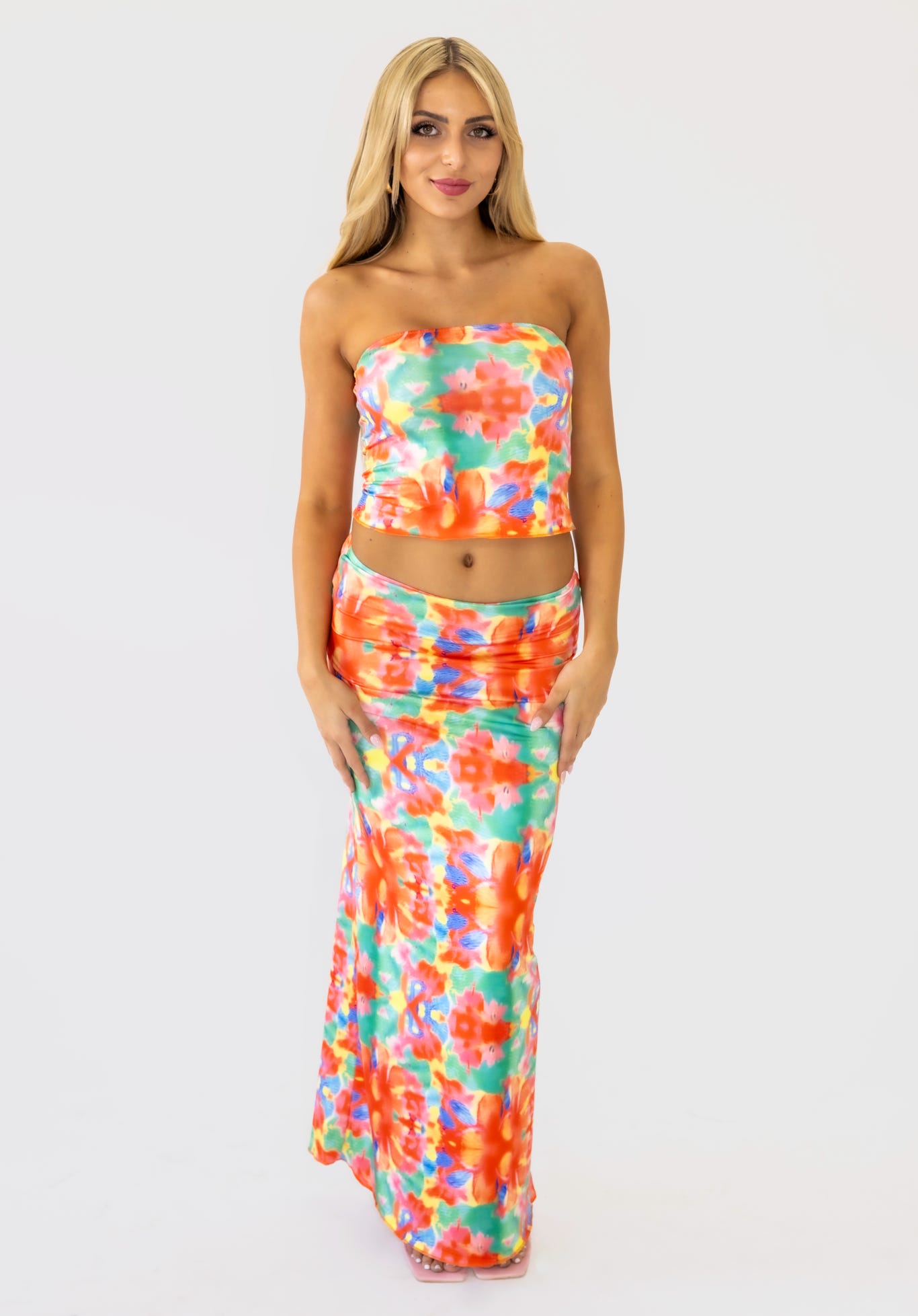 Colorburst maxi skirt set