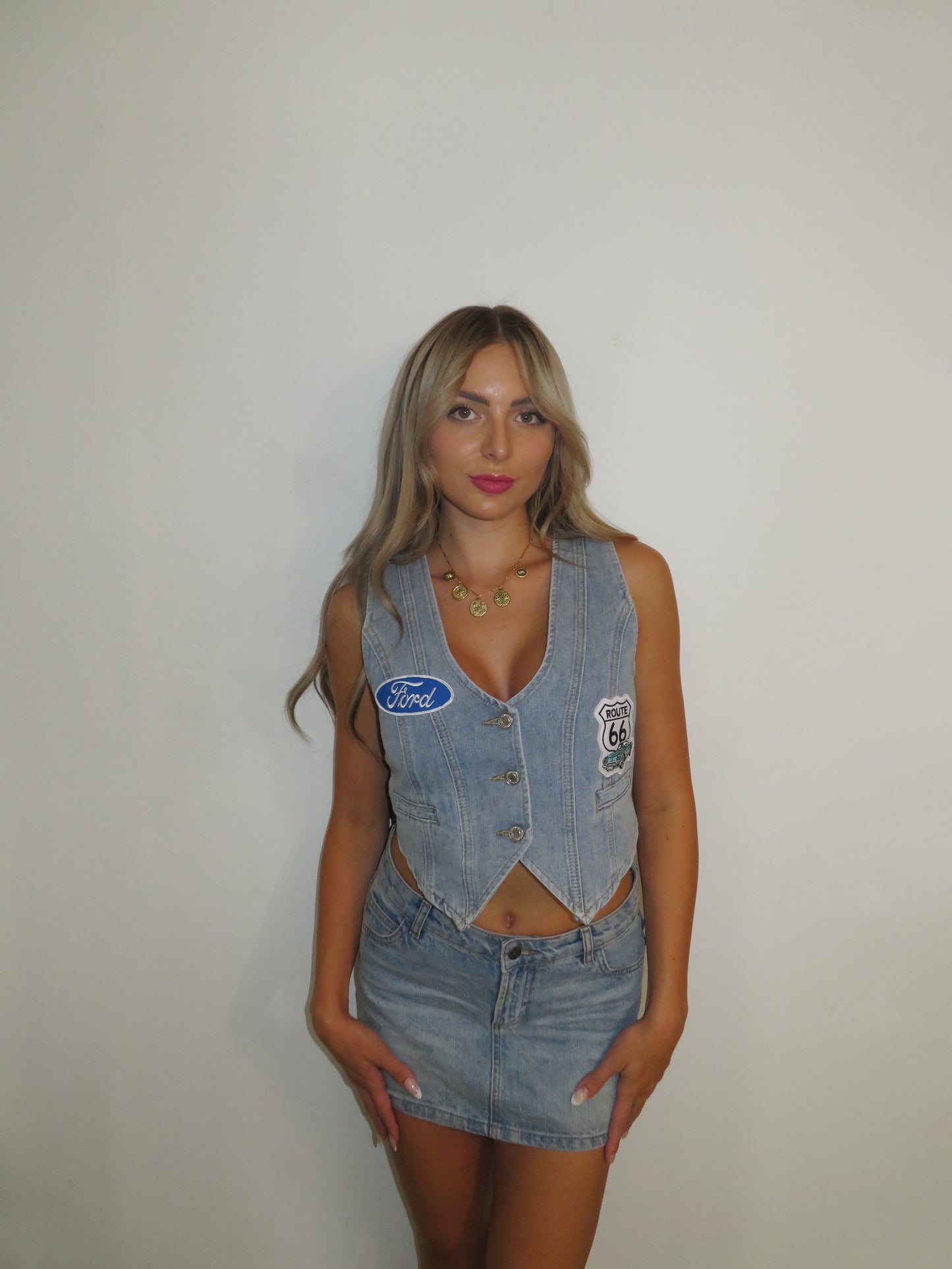 Pit Stop denim mini vest
