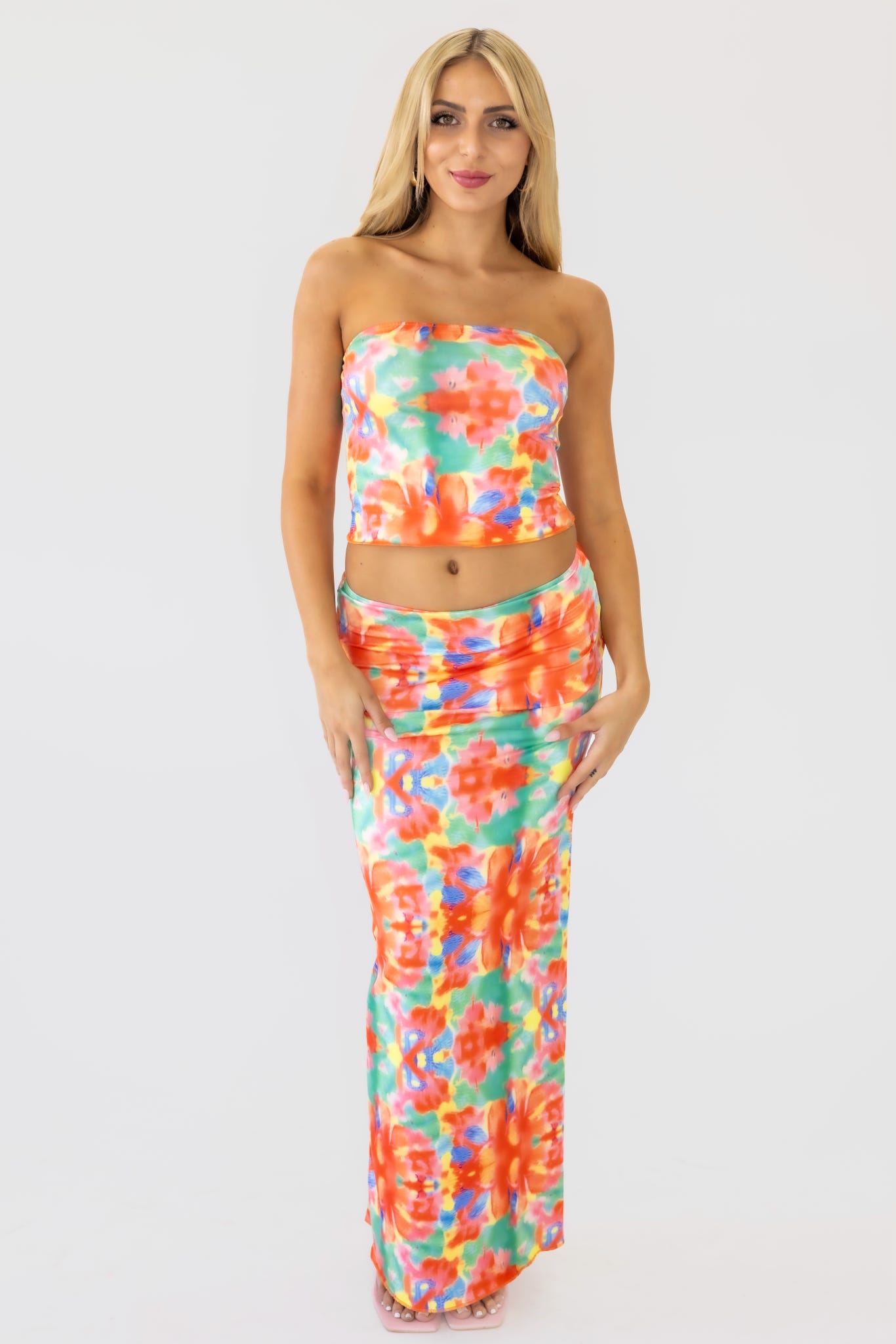 Colorburst maxi skirt set