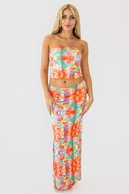 Colorburst maxi skirt set