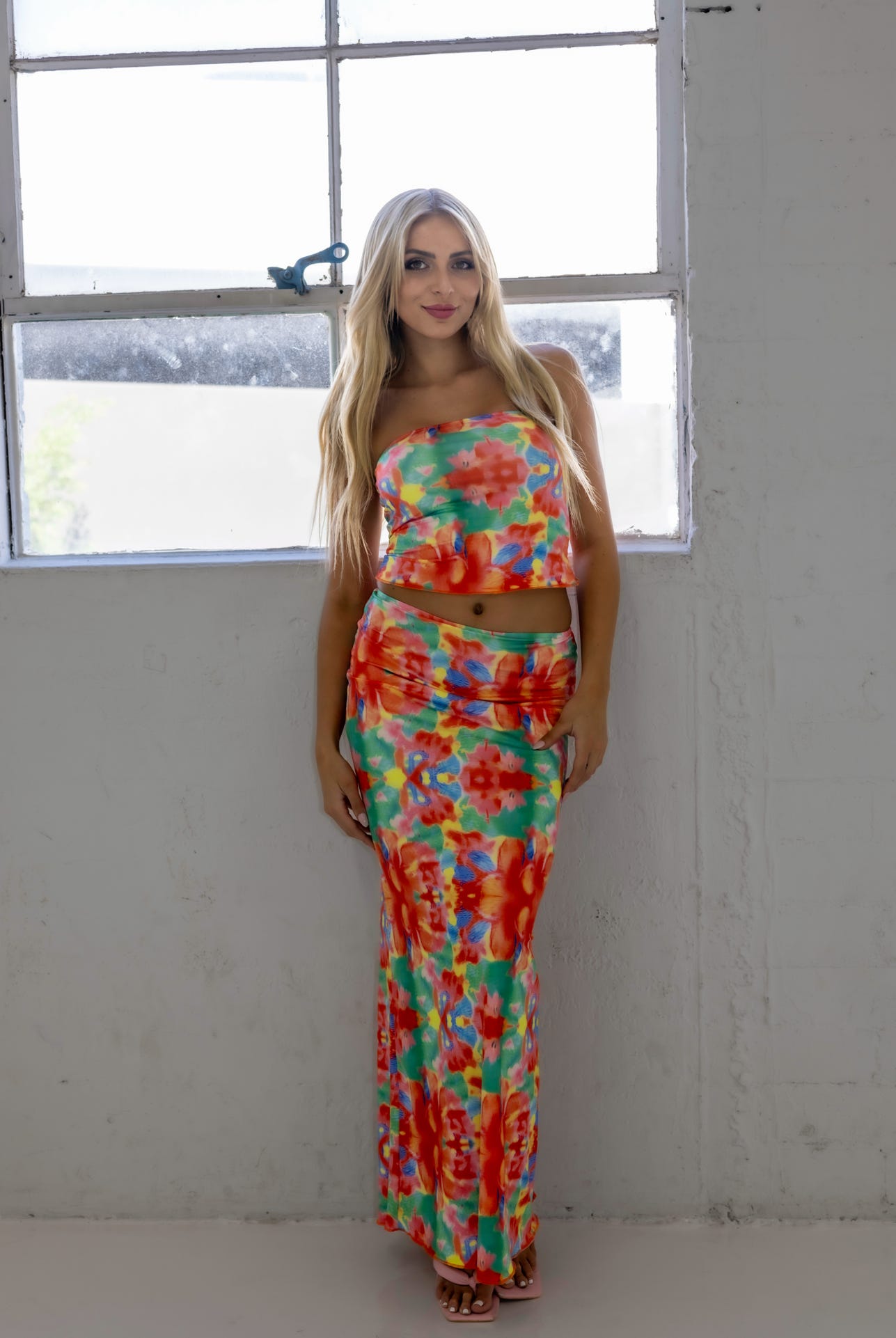 Colorburst maxi skirt set