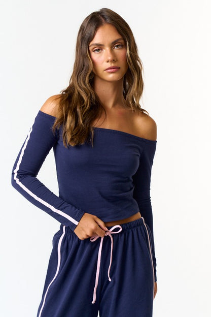 Navy Stripe Crop