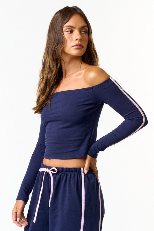 Navy Stripe Crop