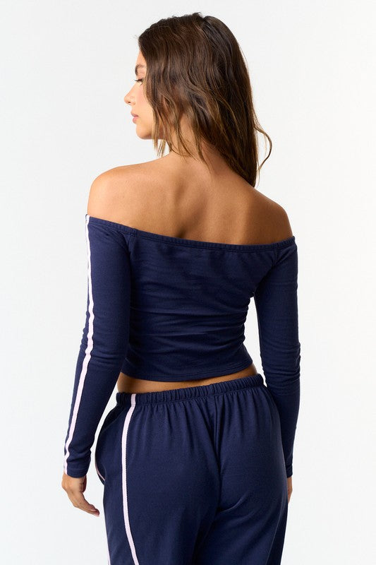Navy Stripe Crop