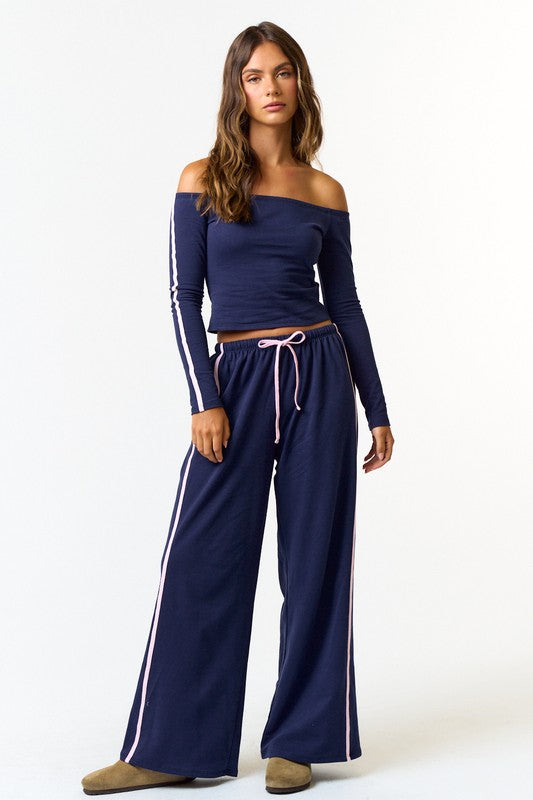 Navy Stripe Crop