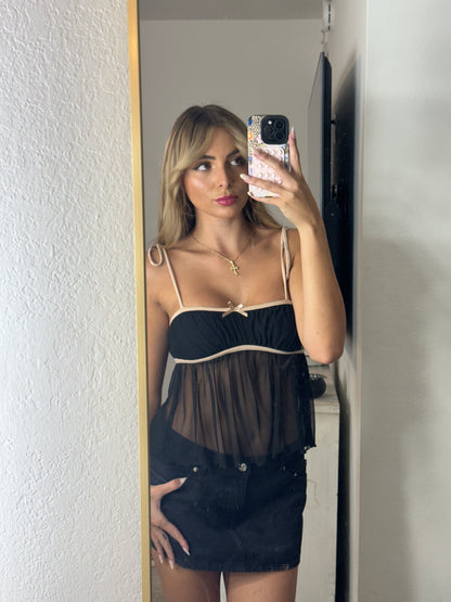 Mesh babydoll tank