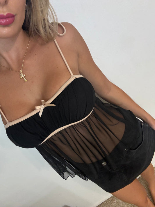 Mesh babydoll tank