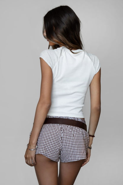 Brown Gingham lounge shorts