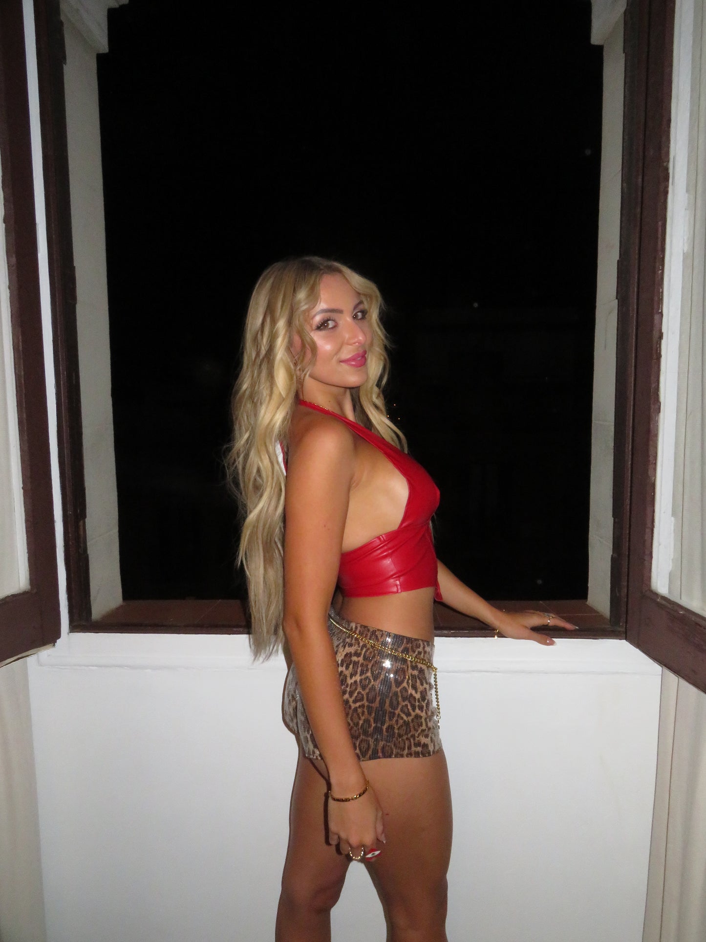 PU leather top