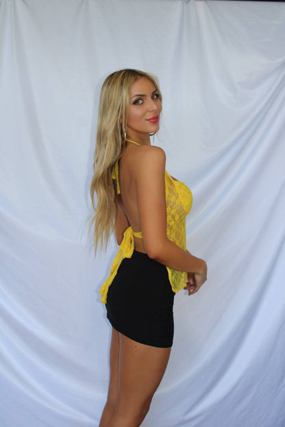 Y2k Lace Top - Yellow